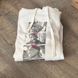 Justice White Hoodie with Graphic Design